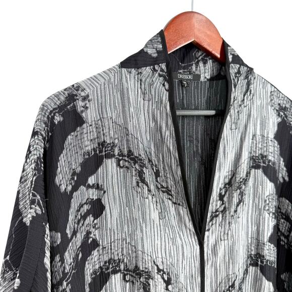 DRESORI Plus Size 2X SILK BLEND Black Wearable Art Blouse Shirt Top Jacket - Picture 3 of 9